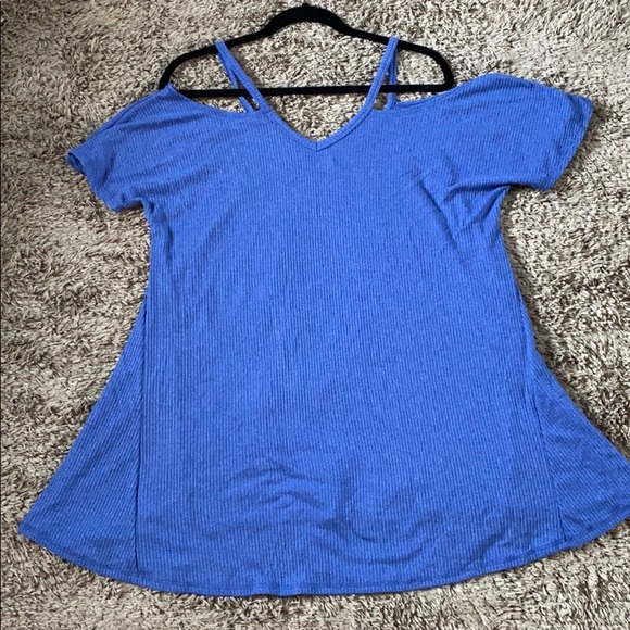 Royal Blue Cold Shoulder Top - Picture 7 of 8